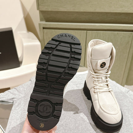 MARTIN BOOTS IN WHITE EMBROIDERED CALFSKIN