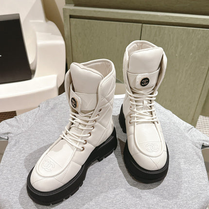 MARTIN BOOTS IN WHITE EMBROIDERED CALFSKIN