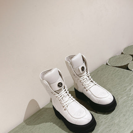 MARTIN BOOTS IN WHITE EMBROIDERED CALFSKIN