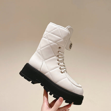 MARTIN BOOTS IN WHITE EMBROIDERED CALFSKIN