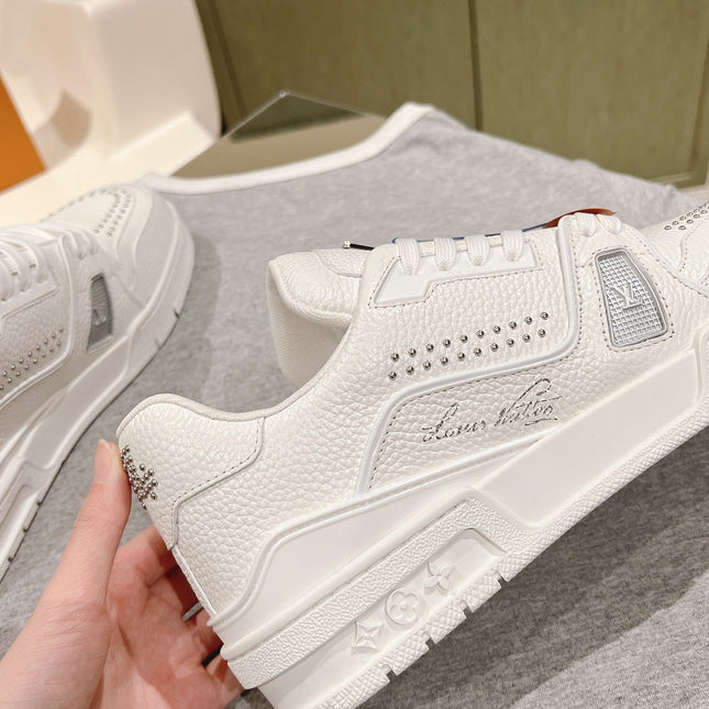 LV TRAINER SNEAKER IN WHITE CALFSKIN