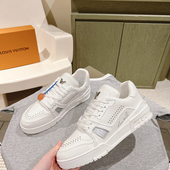 LV TRAINER SNEAKER IN WHITE CALFSKIN