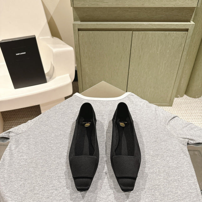 BALLERINA FLATS IN BLACK SATIN