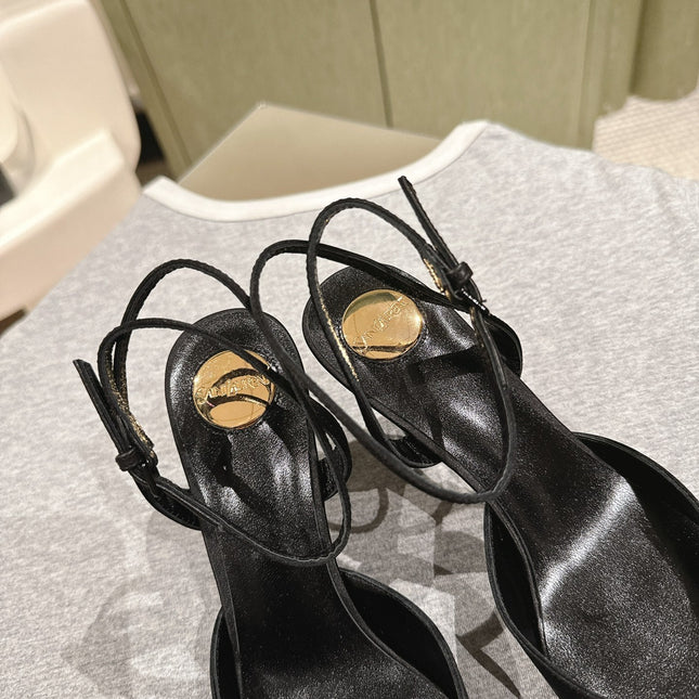 AIMÉE HIGH 8 CM SLINGBACK PUMPS IN BLACK SATIN