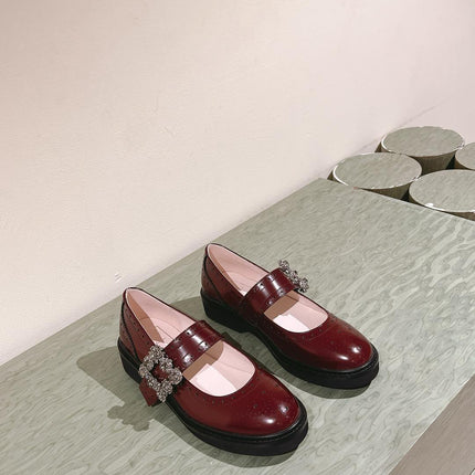 VIV' RANGERS MARY JANES IN BURGUNDY RED CALFSKIN