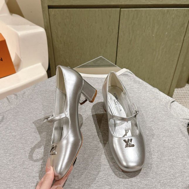 SWING HIGH MARY JANE 55 MM IN SILVER PATENT CALFSKIN