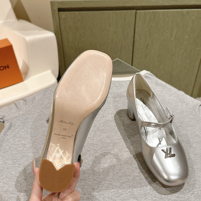 SWING HIGH MARY JANE 55 MM IN SILVER PATENT CALFSKIN