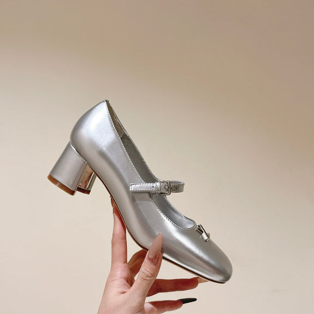 SWING HIGH MARY JANE 55 MM IN SILVER PATENT CALFSKIN