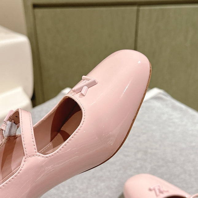 SWING HIGH MARY JANE 55 MM IN PALE PINK PATENT CALFSKIN
