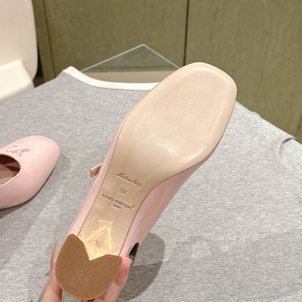 SWING HIGH MARY JANE 55 MM IN PALE PINK PATENT CALFSKIN