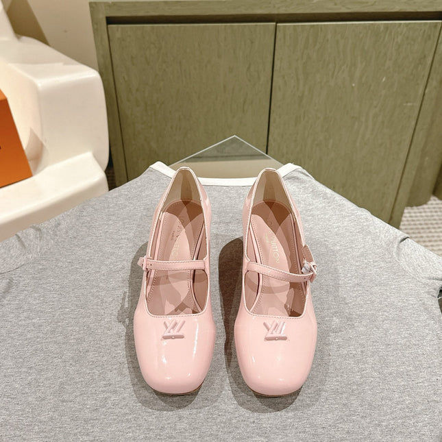 SWING HIGH MARY JANE 55 MM IN PALE PINK PATENT CALFSKIN