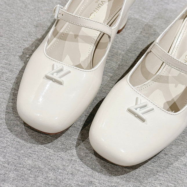 SWING HIGH MARY JANE 55 MM IN WHITE PATENT CALFSKIN
