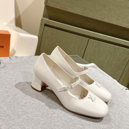 SWING HIGH MARY JANE 55 MM IN WHITE PATENT CALFSKIN