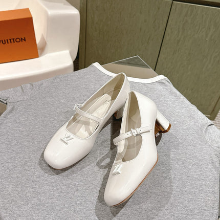 SWING HIGH MARY JANE 55 MM IN WHITE PATENT CALFSKIN