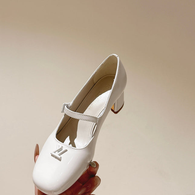 SWING HIGH MARY JANE 55 MM IN WHITE PATENT CALFSKIN