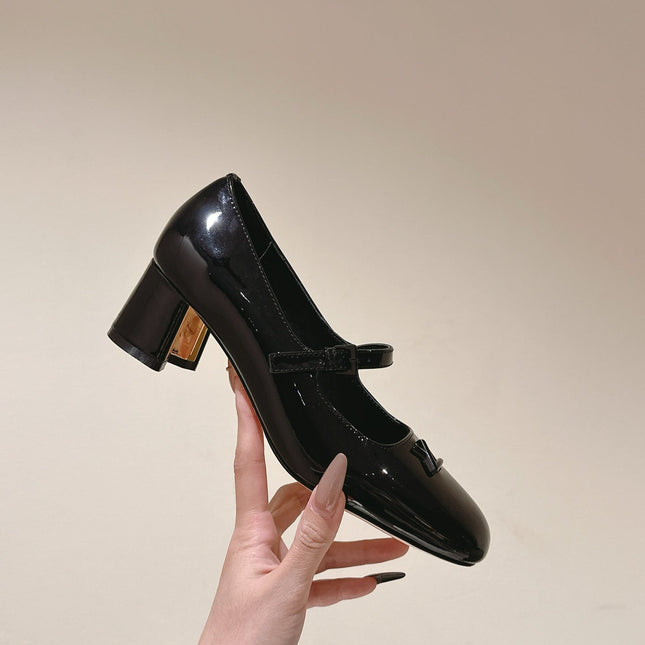SWING HIGH MARY JANE 55 MM IN BLACK PATENT CALFSKIN