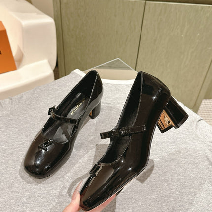 SWING HIGH MARY JANE 55 MM IN BLACK PATENT CALFSKIN