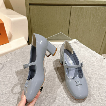 SWING HIGH MARY JANE 55 MM IN ICE BLUE PATENT CALFSKIN