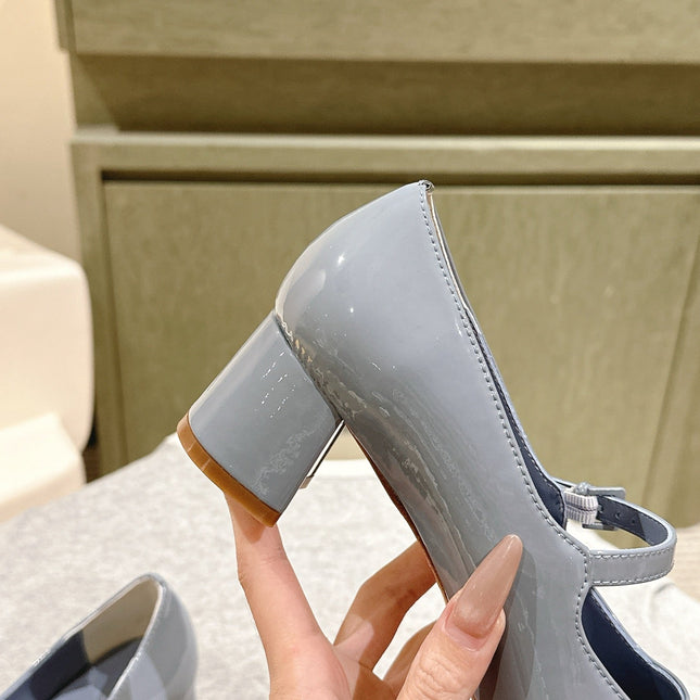 SWING HIGH MARY JANE 55 MM IN ICE BLUE PATENT CALFSKIN