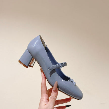 SWING HIGH MARY JANE 55 MM IN ICE BLUE PATENT CALFSKIN