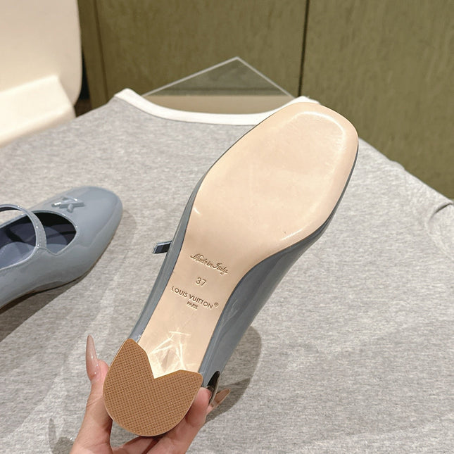 SWING HIGH MARY JANE 55 MM IN ICE BLUE PATENT CALFSKIN