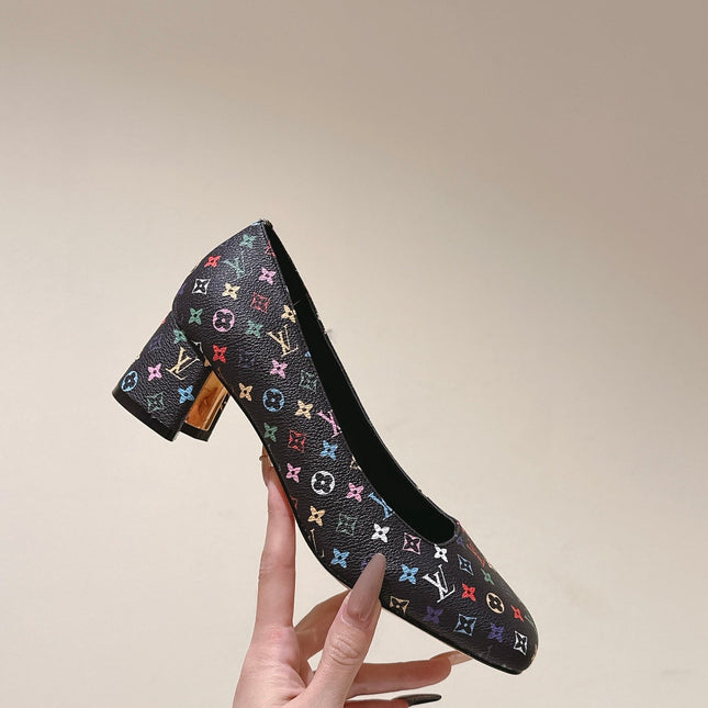 SWING HIGH PUMP 55 MM IN BLACK MONOGRAM CALFSKIN