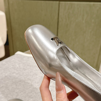 SWING HIGH PUMP 55 MM IN SILVER PATENT CALFSKIN