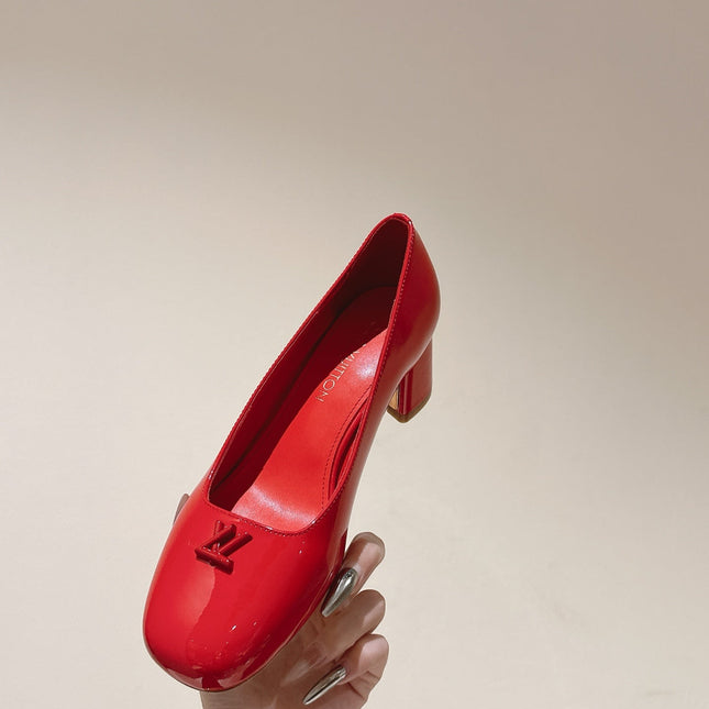 SWING HIGH PUMP 55 MM IN CRIMSON RED PATENT CALFSKIN