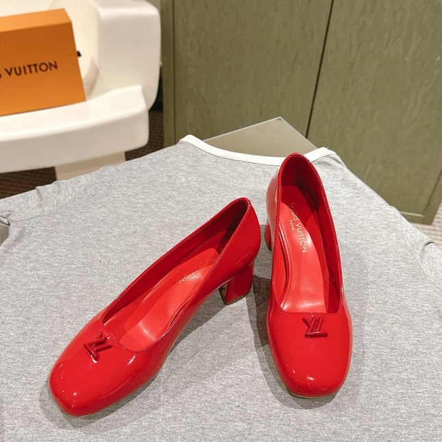 SWING HIGH PUMP 55 MM IN CRIMSON RED PATENT CALFSKIN