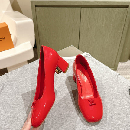 SWING HIGH PUMP 55 MM IN CRIMSON RED PATENT CALFSKIN
