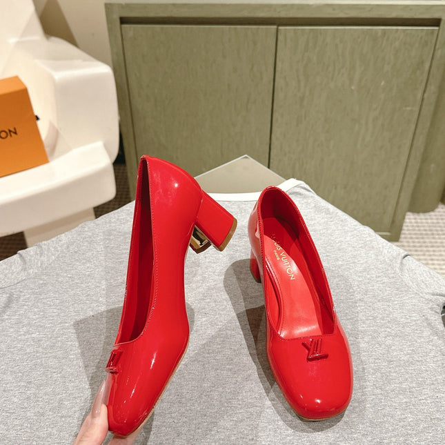 SWING HIGH PUMP 55 MM IN CRIMSON RED PATENT CALFSKIN