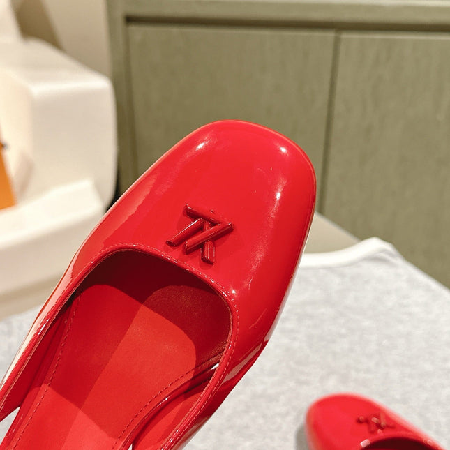 SWING SLINGBACK PUMP 55 MM IN CRIMSON RED CALFSKIN