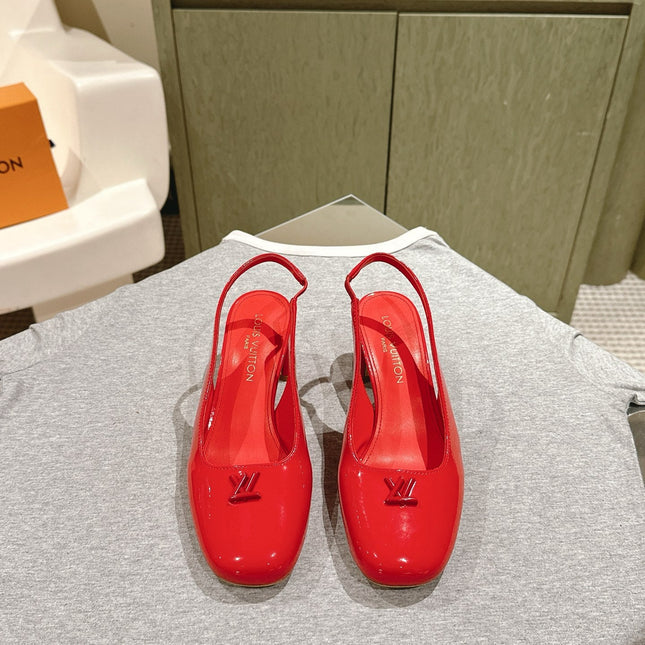 SWING SLINGBACK PUMP 55 MM IN CRIMSON RED CALFSKIN