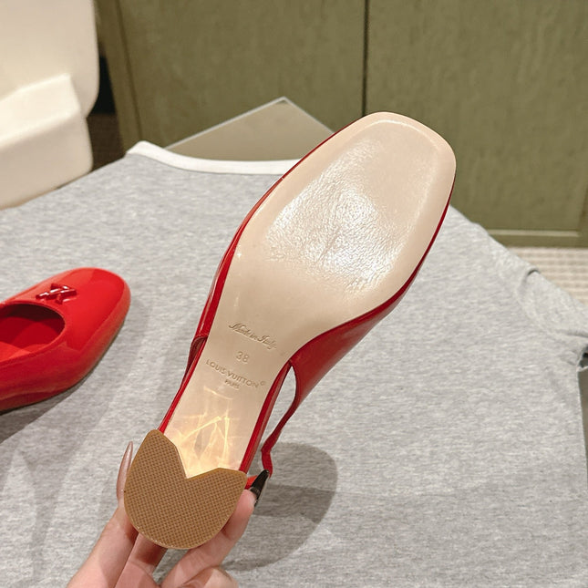 SWING SLINGBACK PUMP 55 MM IN CRIMSON RED CALFSKIN