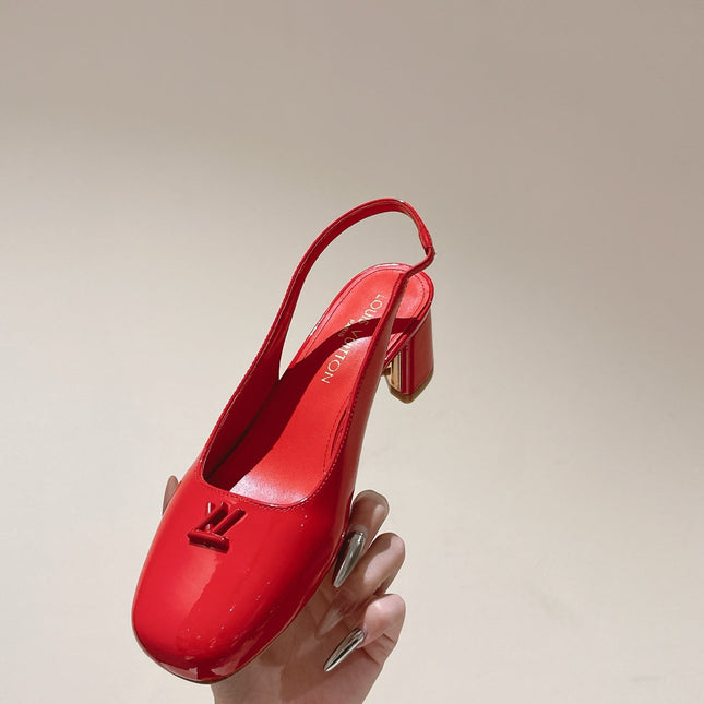 SWING SLINGBACK PUMP 55 MM IN CRIMSON RED CALFSKIN