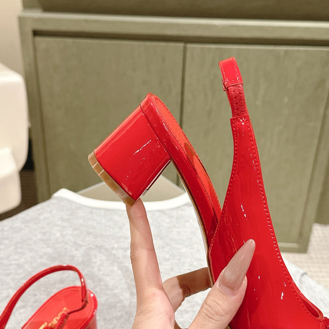 SWING SLINGBACK PUMP 55 MM IN CRIMSON RED CALFSKIN
