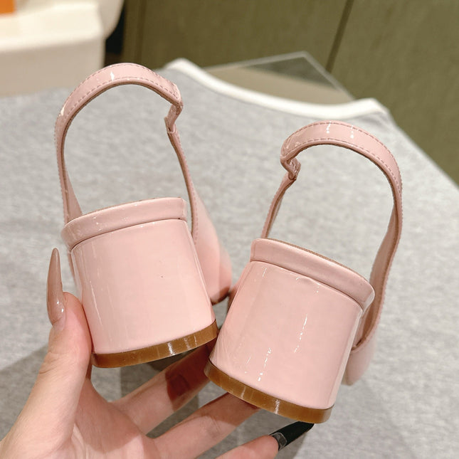 SWING SLINGBACK PUMP 55 MM IN PEACH PINK CALFSKIN