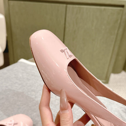 SWING SLINGBACK PUMP 55 MM IN PEACH PINK CALFSKIN