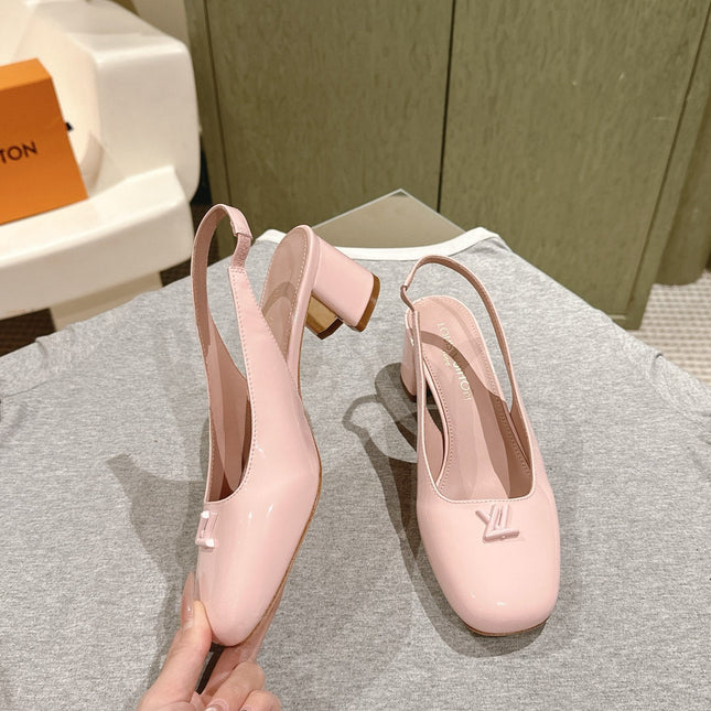 SWING SLINGBACK PUMP 55 MM IN PEACH PINK CALFSKIN