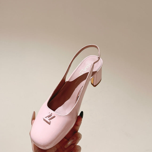 SWING SLINGBACK PUMP 55 MM IN PEACH PINK CALFSKIN