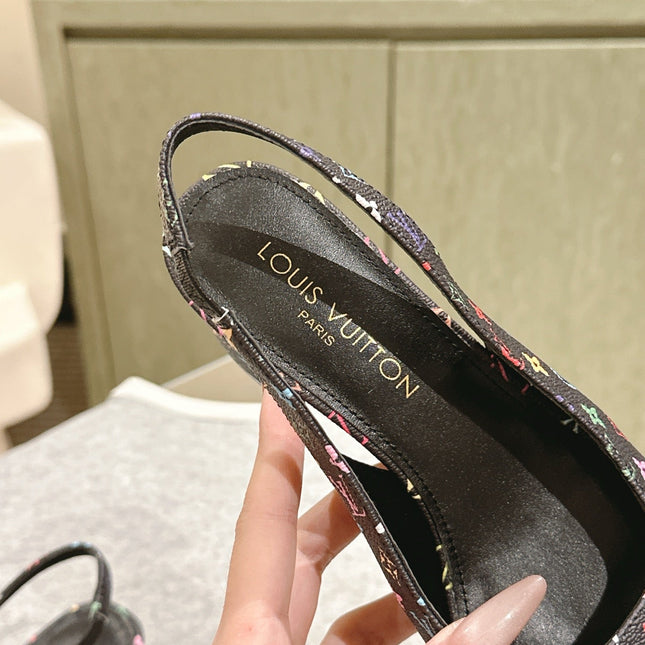 SWING SLINGBACK PUMP 55 MM IN BLACK MONOGRAM CALFSKIN