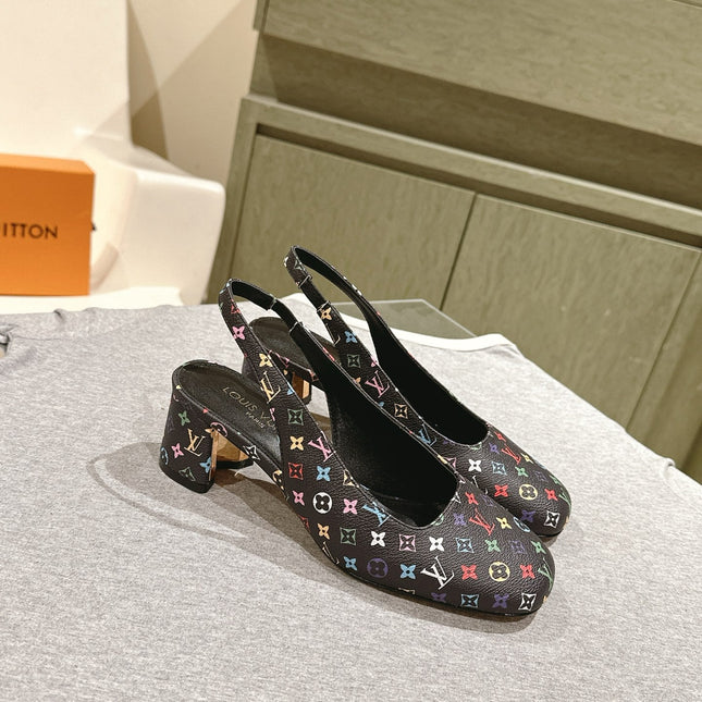 SWING SLINGBACK PUMP 55 MM IN BLACK MONOGRAM CALFSKIN