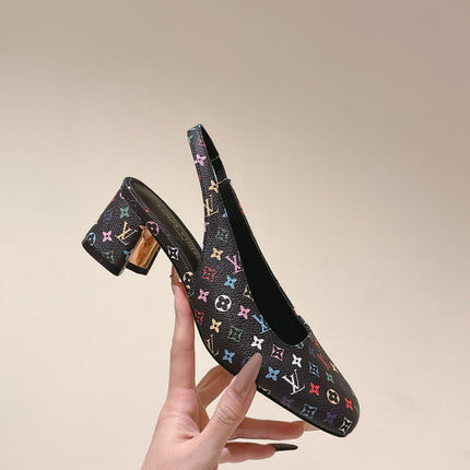 SWING SLINGBACK PUMP 55 MM IN BLACK MONOGRAM CALFSKIN