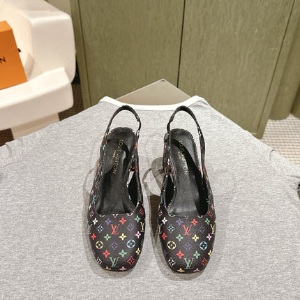 SWING SLINGBACK PUMP 55 MM IN BLACK MONOGRAM CALFSKIN