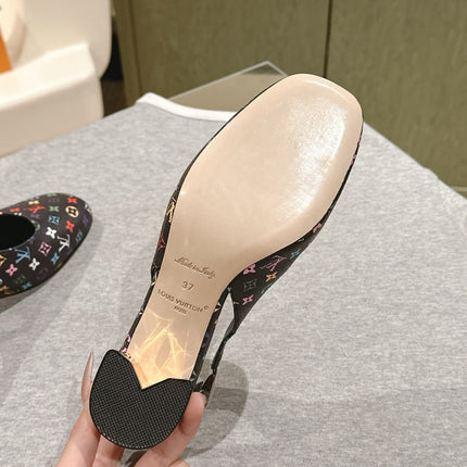 SWING SLINGBACK PUMP 55 MM IN BLACK MONOGRAM CALFSKIN