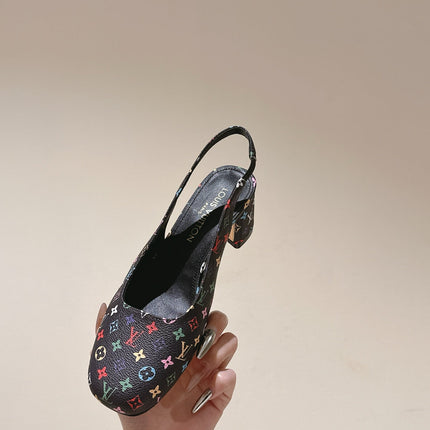 SWING SLINGBACK PUMP 55 MM IN BLACK MONOGRAM CALFSKIN