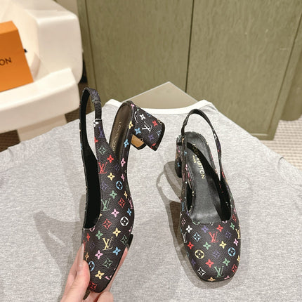SWING SLINGBACK PUMP 55 MM IN BLACK MONOGRAM CALFSKIN