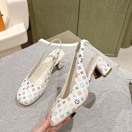 SWING SLINGBACK PUMP 55 MM IN WHITE MONOGRAM CALFSKIN