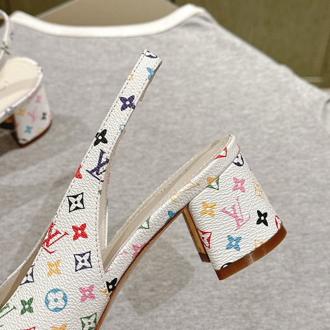 SWING SLINGBACK PUMP 55 MM IN WHITE MONOGRAM CALFSKIN
