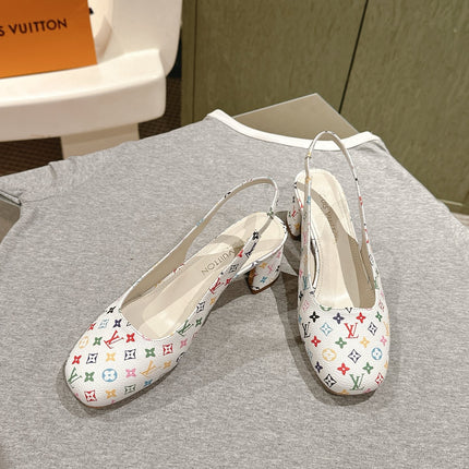 SWING SLINGBACK PUMP 55 MM IN WHITE MONOGRAM CALFSKIN